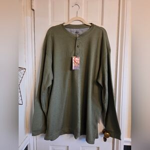 Alpine Lakes Olive Long Sleeve Henley Shirt
